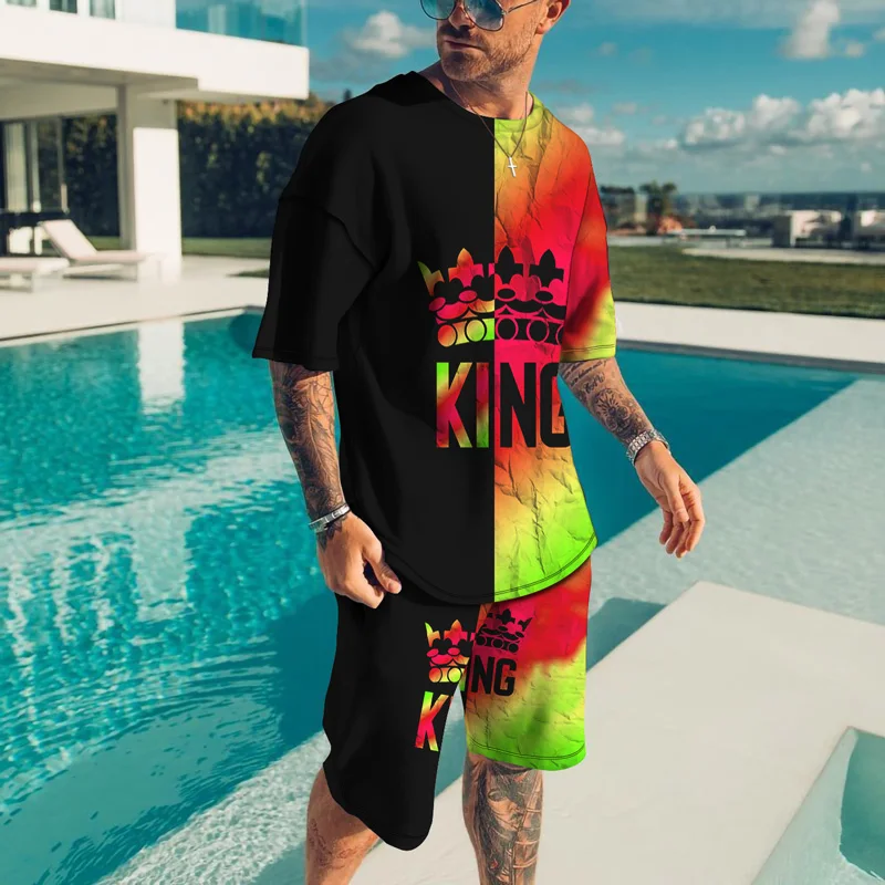 

2021 Summer Men's Short Sleeve T-Shirt Set Fashion T-Shirt Sportswear Set New Products