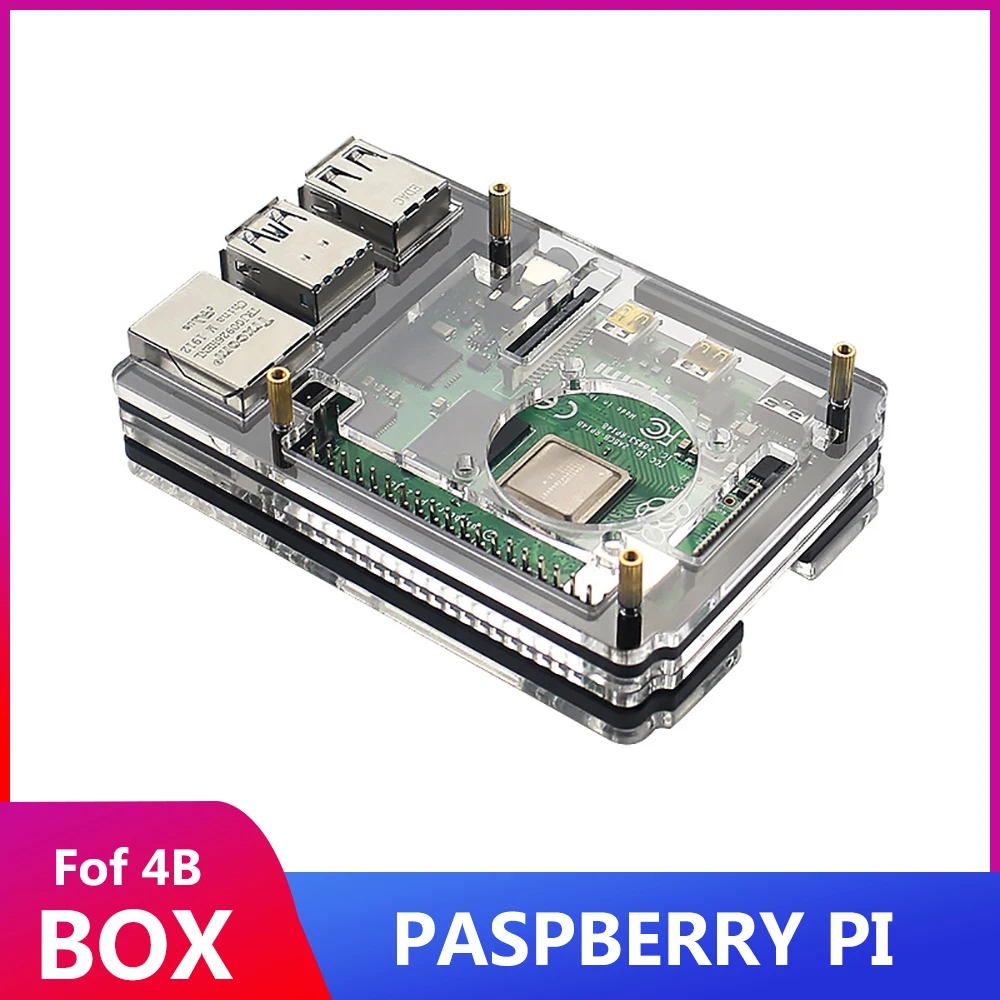 

ITINIT R15 New 6 Layer Raspberry Pi 4 Acrylic Case Transparent Shell Support Blue LED Cooling Fan for Raspberry Pi 4 Case Kits