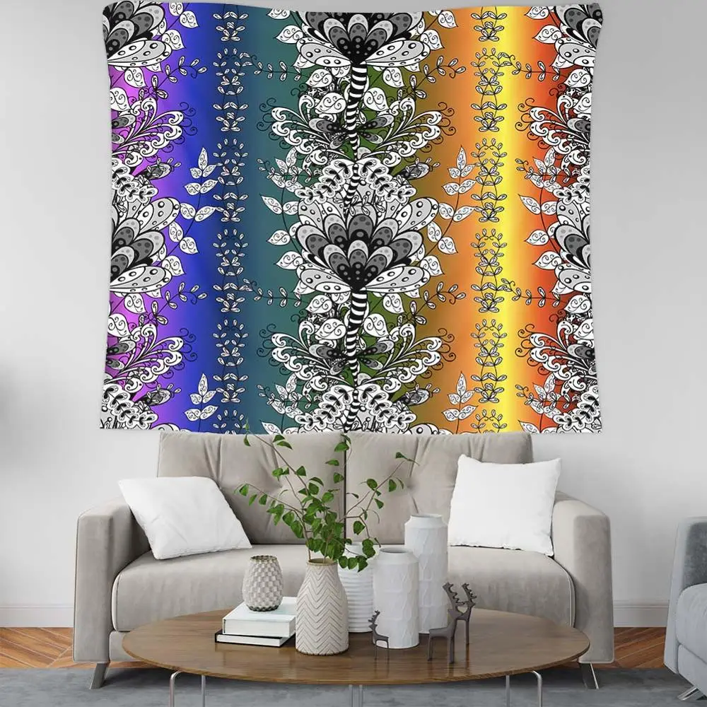 

Geometric Patterns Tapestry Bedroom Living Room Wall Hanging Tapestry Color Round Flower Background Cloth Home Decoration