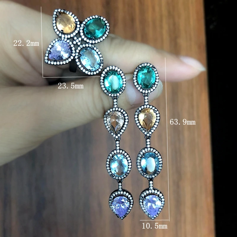 Роскошные комплекты ювелирных изделий в форме капли воды с кристаллами