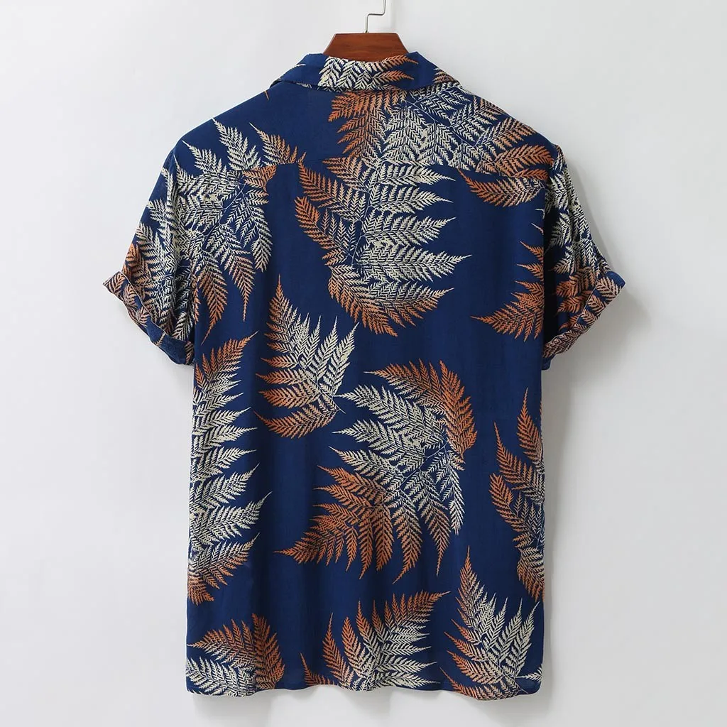 Гавайская рубашка мужская с короткими рукавами Повседневная Свободная