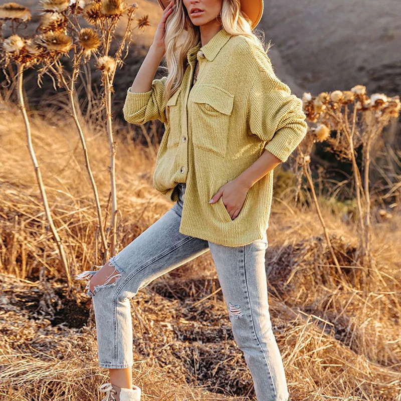 

Повседневная Свободная Простая рубашка, модные женские однотонные топы с отложным воротником, 2021, элегантная офисная модная однобортная же...