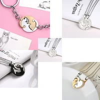 animal pendant 2pcs puzzle cat keychain of lover couple valentines gift