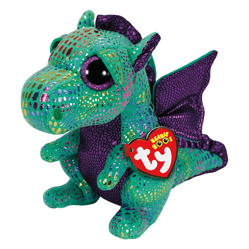 

New Ty Beanie Big Eyes 6" 15 cm Green Dragon Soft Cute Stuffed Toy Collection Plush Doll Festival Gift for Boys and Girls