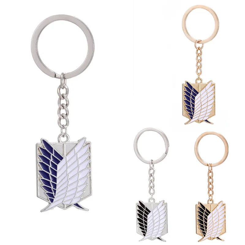 

New Anime Attack on Titan Keychain Wings of Liberty Freedom Scouting Legion Eren Keyring Key Holder Chain Ring Jewelry
