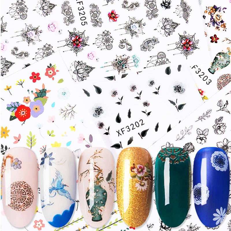 1 лист винтажный стиль 3D наклейки для ногтей переводные сделай сам дизайн 30