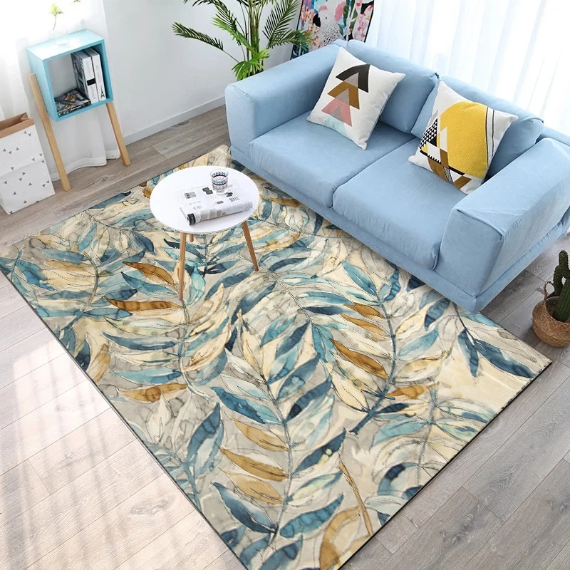 

Fashion Watercolor Abstract Leaf Carpets and Rugs Bedroom Sofa Living Room Bathroom Non-Slip Floor Mats Plush Home Decor Tapetes