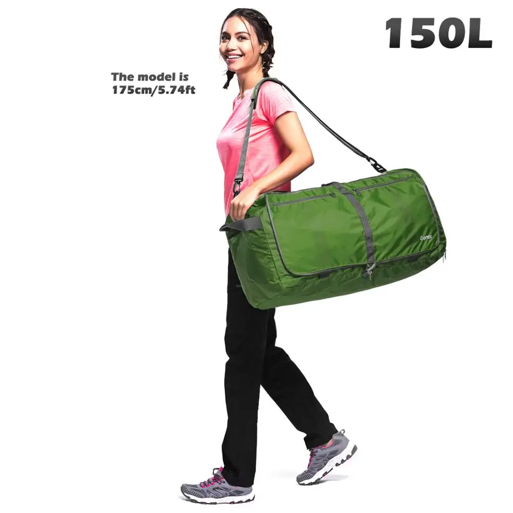 Green 150L Gonex 100 л дорожная сумка для багажа 210D нейлоновая Женская и мужская дорожная сумка для путешествий Сверхлегкая складная сумка для отдыха и деловой поездки - Цвет: Green 150L