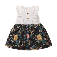 1 set summer princess baby girl dress newborn baby dress floral sleeveless toddler girls ruffle button mini dresses