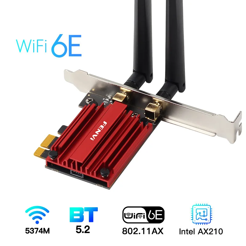 

Wifi 6E For Intel AX210 Dual Band 3000Mbps Bluetooth 5.2 Wireless PCIE Adapter 802.11AX MU-MIMO WiFi 6 Card 2.4G/5G/6Ghz Desktop
