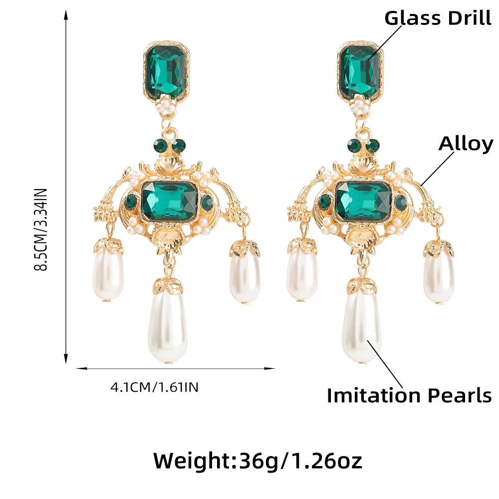 

2021 Spring New Fashion Metal Rhinestone Imitation Pearl Dangle Earrings Women's Popular Creative Party Jewelry Accessories