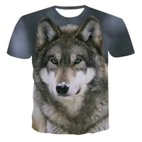 summer 2022 mens t shirt 3d wolf print shirt trendy unisex adult o neck short sleeve cartoon animal oversized top and t shirt