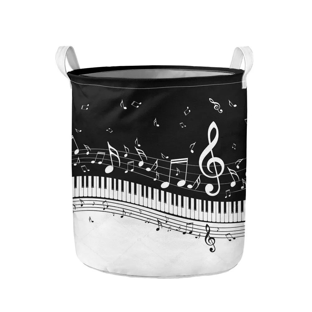 

Polyester Storage Basket Stylish Guitar Design Home Desktop Organizer Bin Foldable Sundries Storage Box for Dirty Clothes