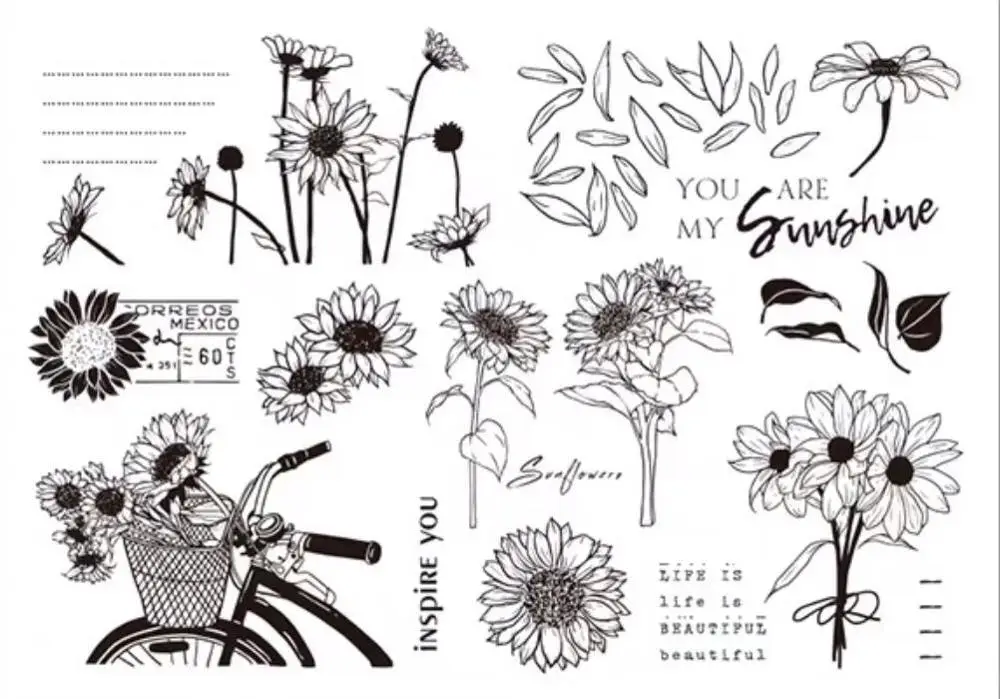 Прозрачный силиконовый штамп/печать в виде подсолнуха для скрапбукинга своими