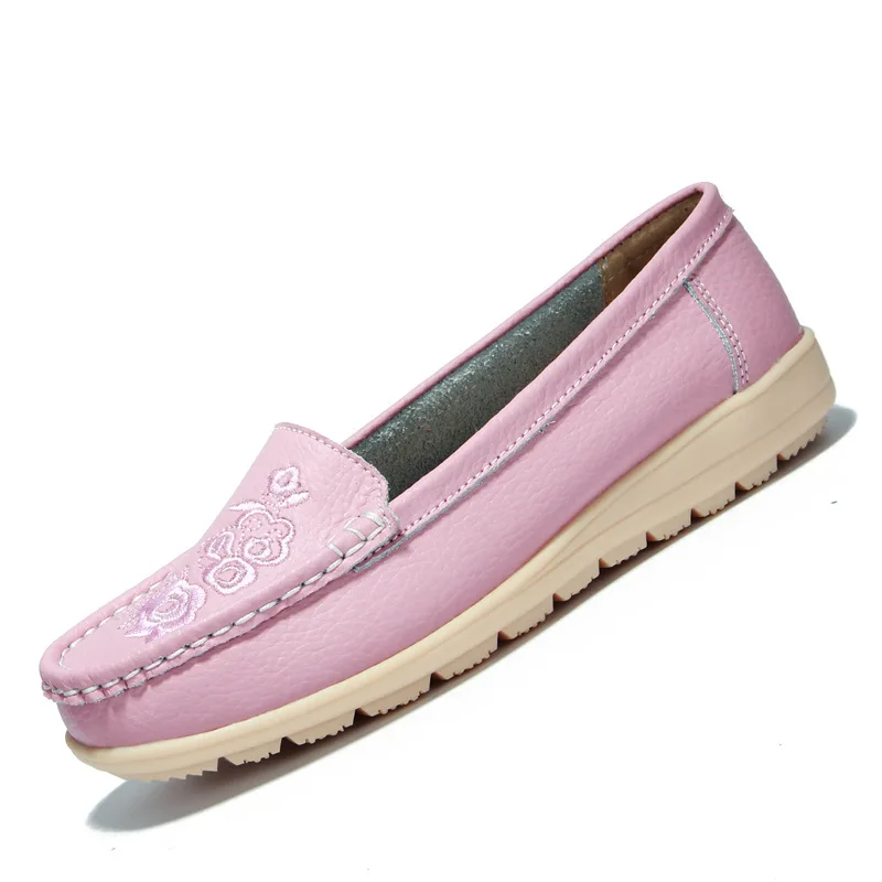 

2020 Women Flats Summer Women Genuine Leather Shoes With Low Heels Slip On Casual Flat Shoes Women Loafers Soft Shoes NVX125