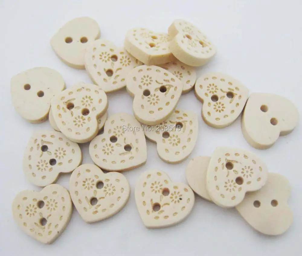 WBNSNG Nature Wood Heart Shape Decorative Art Craft Use Buttons 15MM Sewing Accessories images - 6
