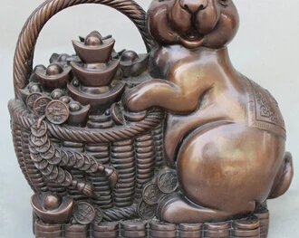 Бесплатная доставка &lt&lt&lt&lt 11 &quotСчастливая китайская статуя из чистой бронзы с