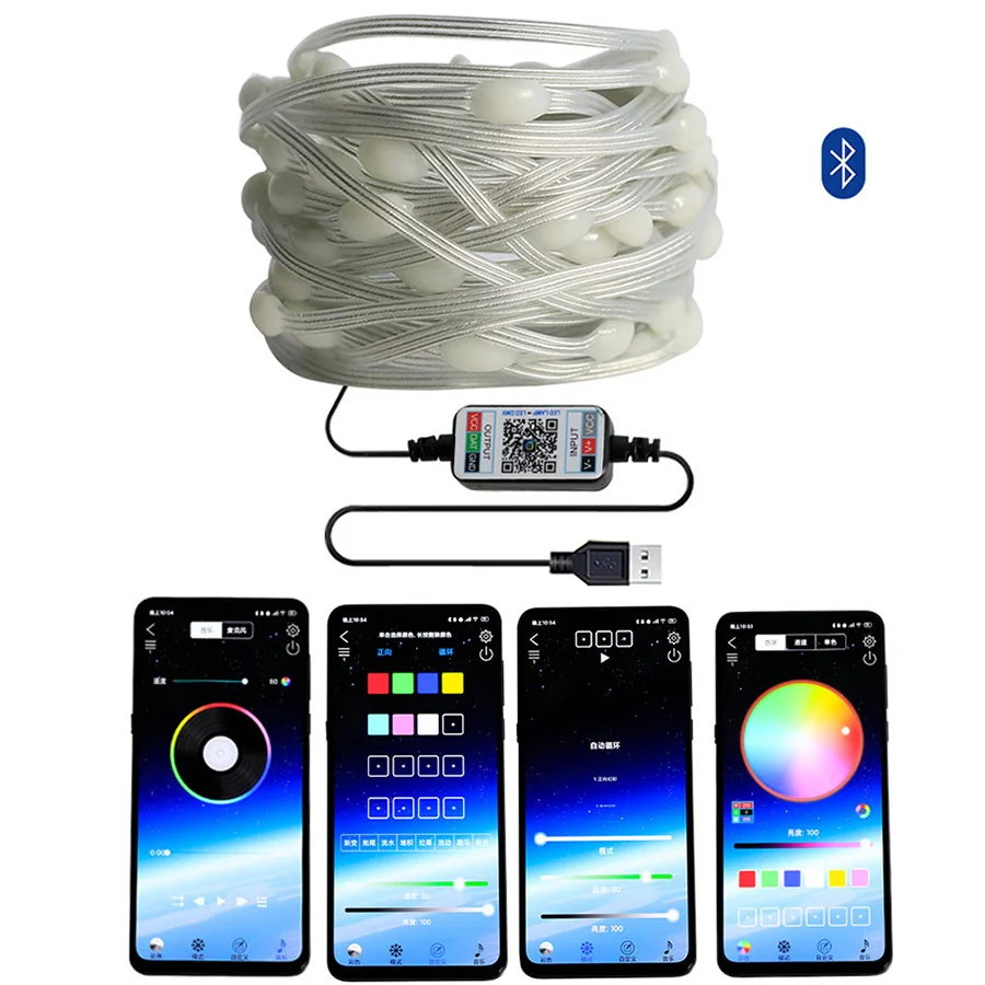 Гирлянда для рождественской елки 10 м 100 светодиодов Bluetooth управление через