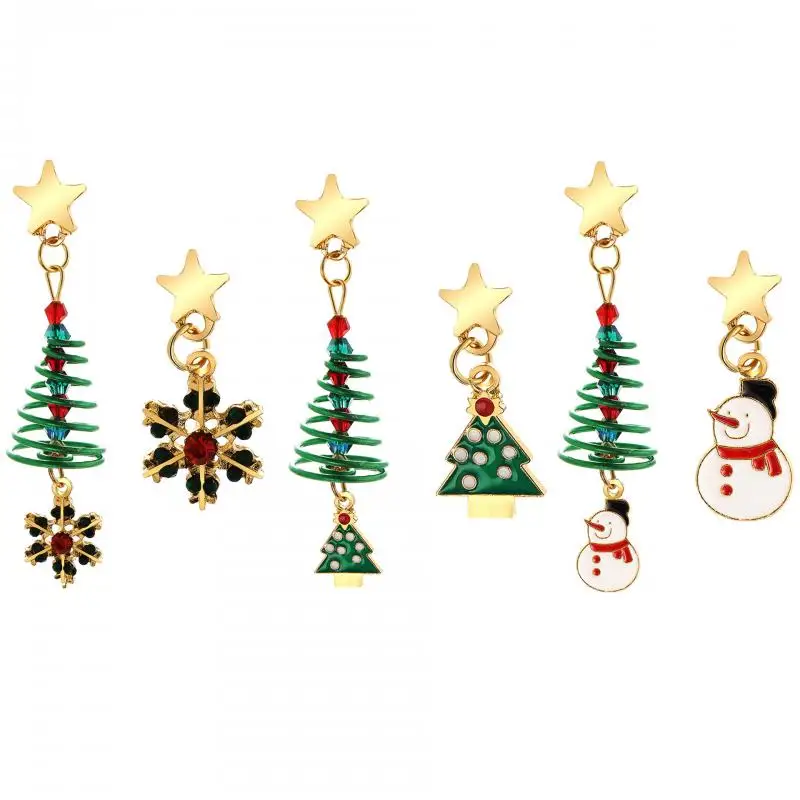 

New Christmas Earrings Creative Asymmetric Spiral Christmas Tree Stud Earring For Women Girl Jewelry Party Gift