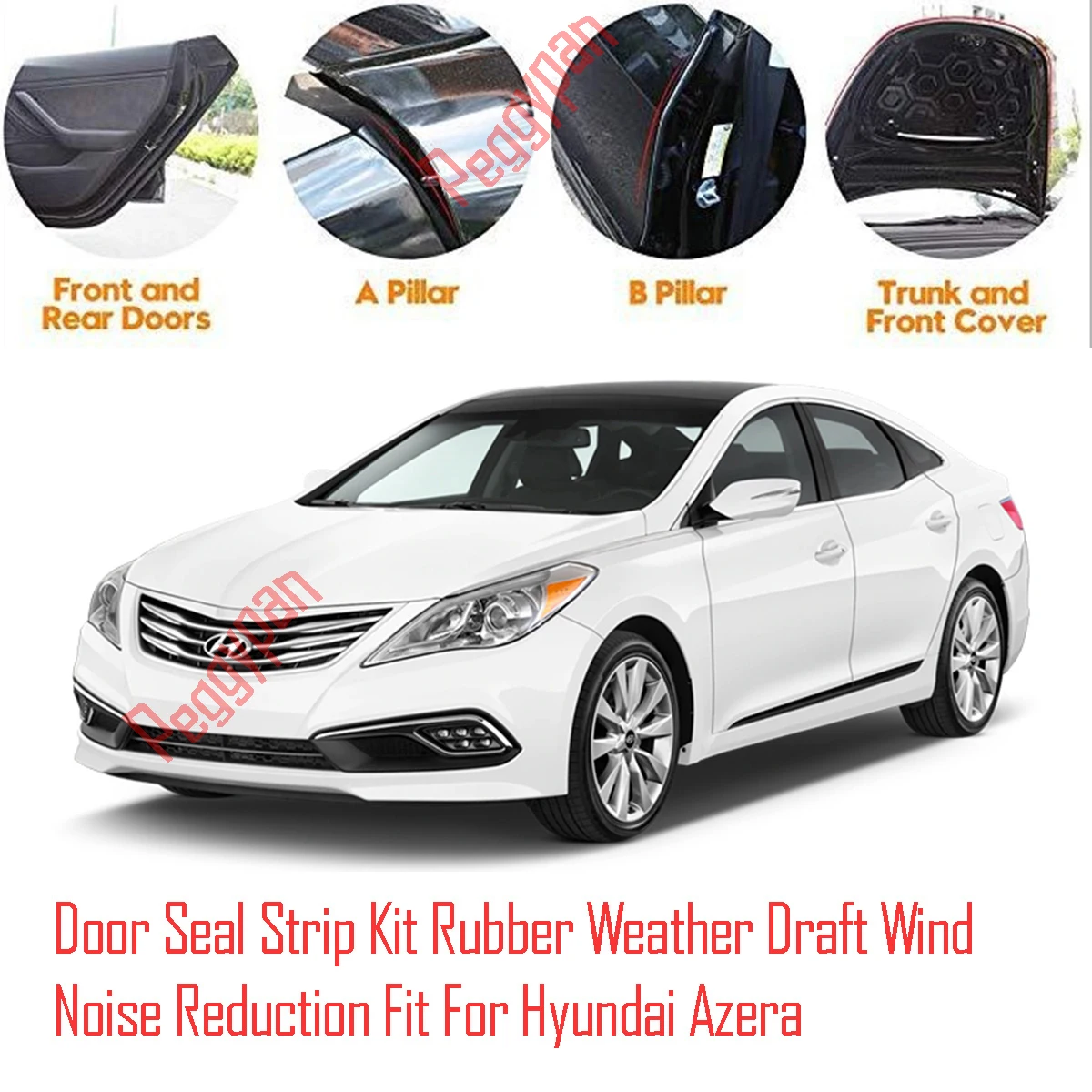 Door Seal Strip Kit Self Adhesive Window Engine Cover Soundproof Rubber Weather Draft Wind Noise Reduction Fit For Hyundai Azera