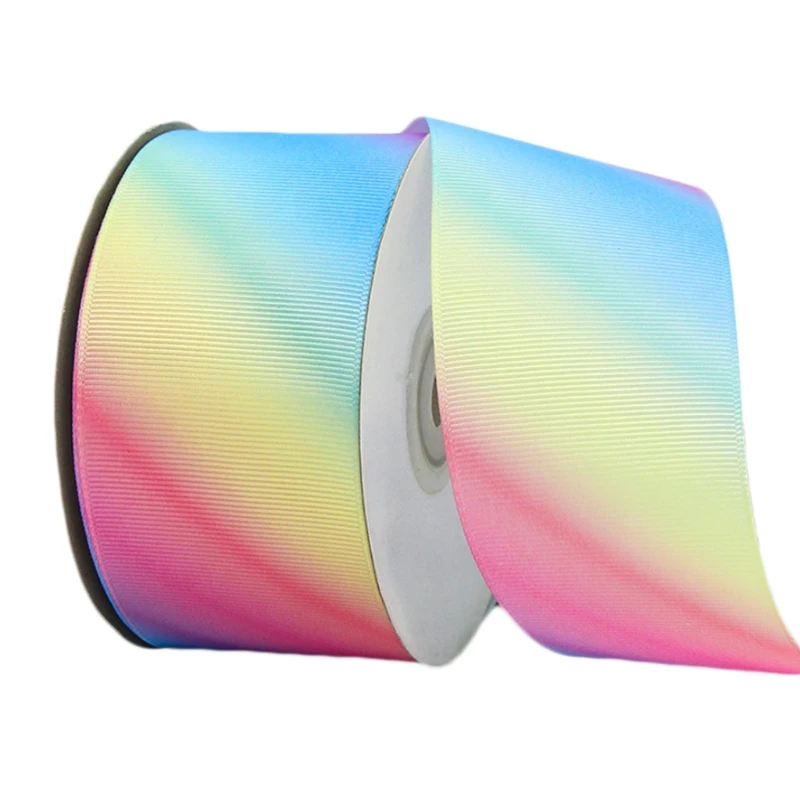 

1 Roll 24 Yards Polyester Silk Light Gradient Rainbow Colorful Grosgrain Ribbon for Hair Bows Headbands DIY Craft Gift Wrapping