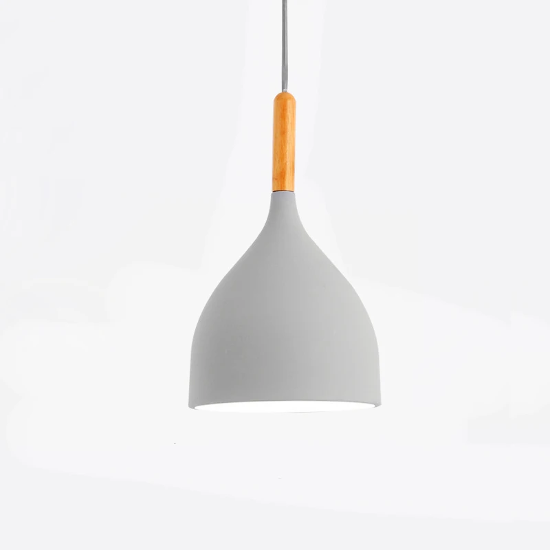B style gray Разноцветный подвесной светильник с блеском, деревянный подвесной светильник для ресторана, кухонный светильник, современный E27 светодиодный подвесной светильник - Цвет корпуса: B style gray