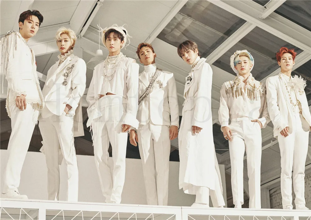 Зеленый Monsta X Kpop плакаты высокой четкости украшения для дома и офиса глянцевые бумажные принты оптом - Цвет: Зеленый
