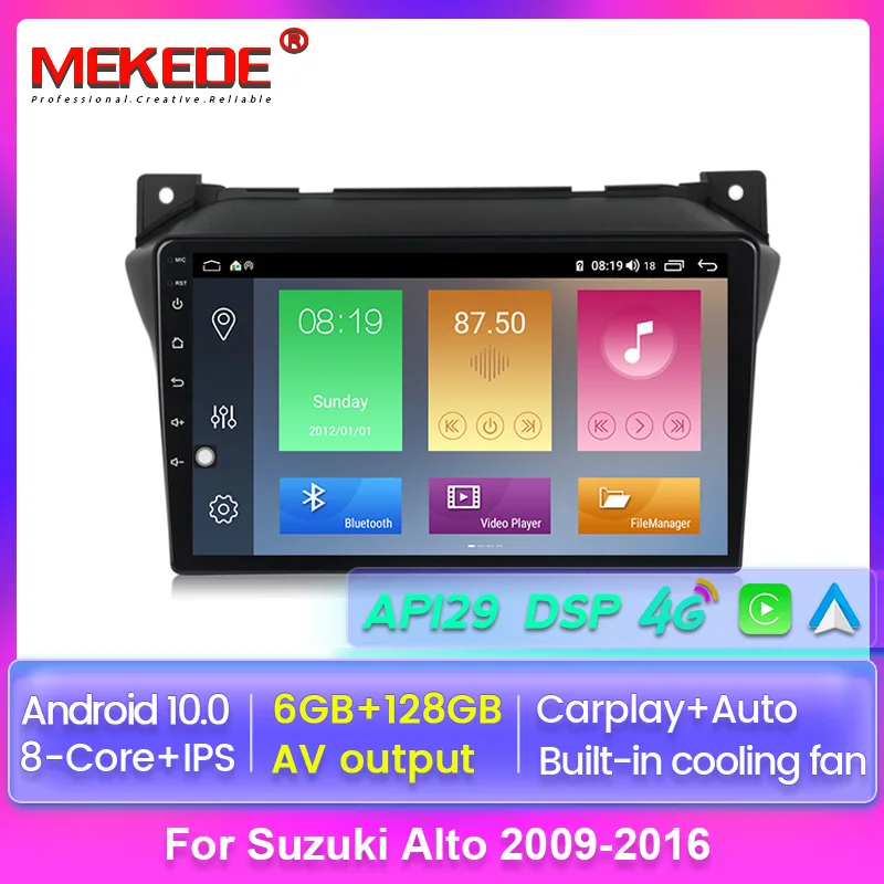 

Автомобильный GPS-радиоплеер, 9 дюймов, Android 10,0, 2.5D IPS 1280*720, для Suzuki Alto 2009-2016, мультимедийный Головной блок с поддержкой BT DSP, 4G, Lte, Wi-Fi