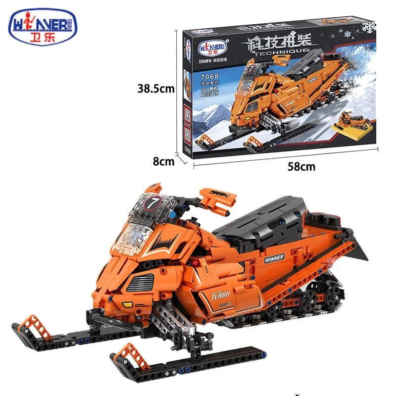 961 шт Строительные блоки Technic педаль мотоцикл Снег 1:8 Модель Строительный блок DIY