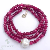 2x4mm red chalcedony white baroque pearl necklace 18 inches classic aurora flawless cultured gift diy chain wedding