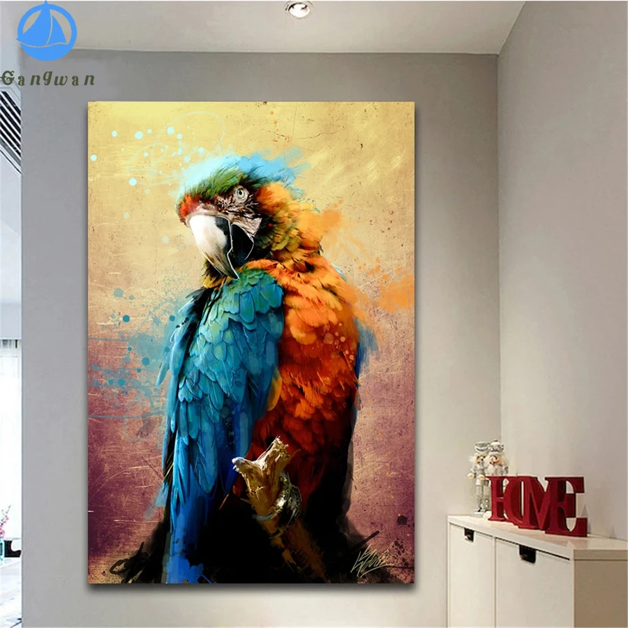 

Алмазная вышивка, красочный Попугай, животное, картина из алмазов, полная квадратная круглая мозаика, вышивка крестиком, настенное искусство