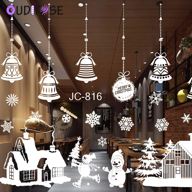 OUDIROSE Счастливого Рождества окна стекла съемные наклейки на стену