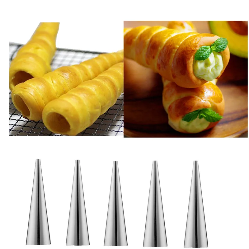 5 шт./лот сделай сам конусы для выпечки трубки из нержавеющей стали круассанов на
