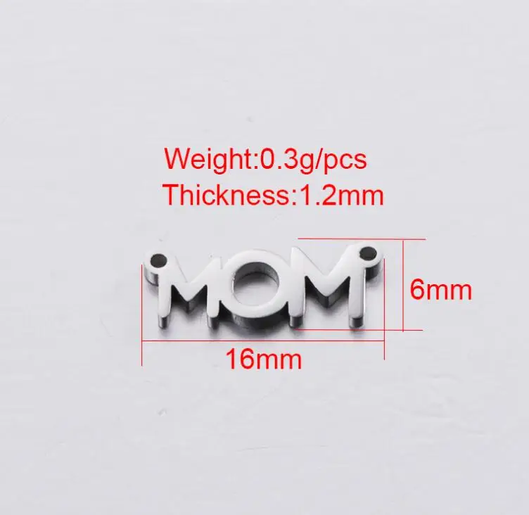 

20PCS lot 16x6mm DIY Jewelry Accessories Mirror Polished Stainless Steel Connectors For Mom Friendship Bracelet Necklace Making