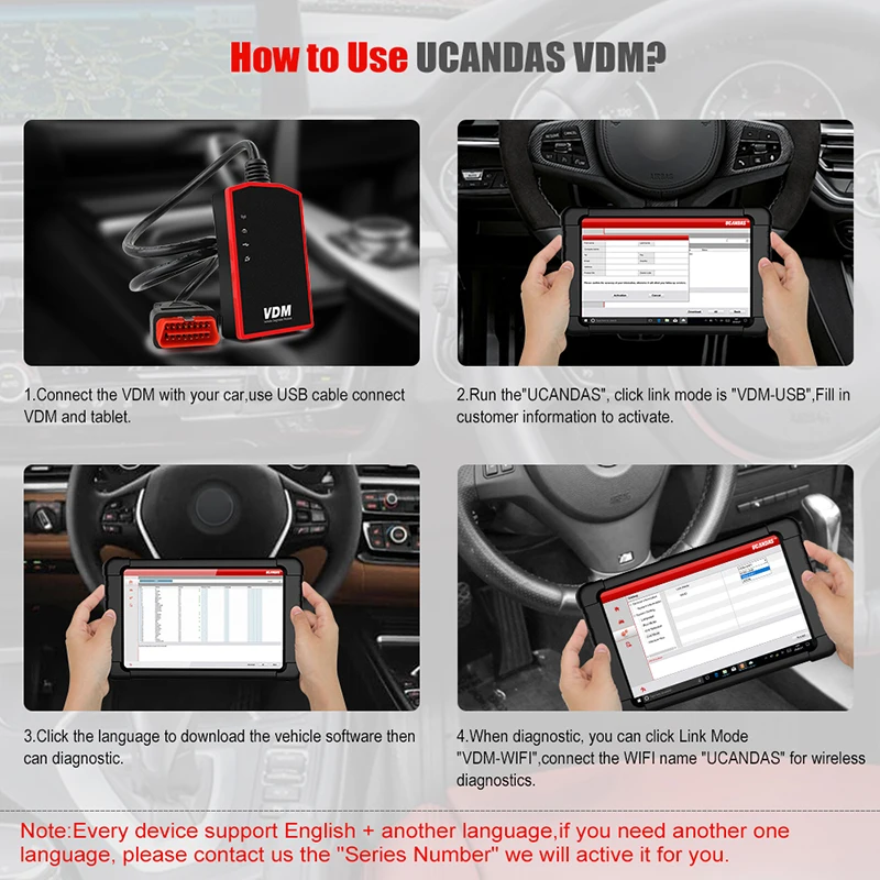 UCANDAS VDM OBD2 автомобильный сканер WiFi Многоязычная полная система диагностический