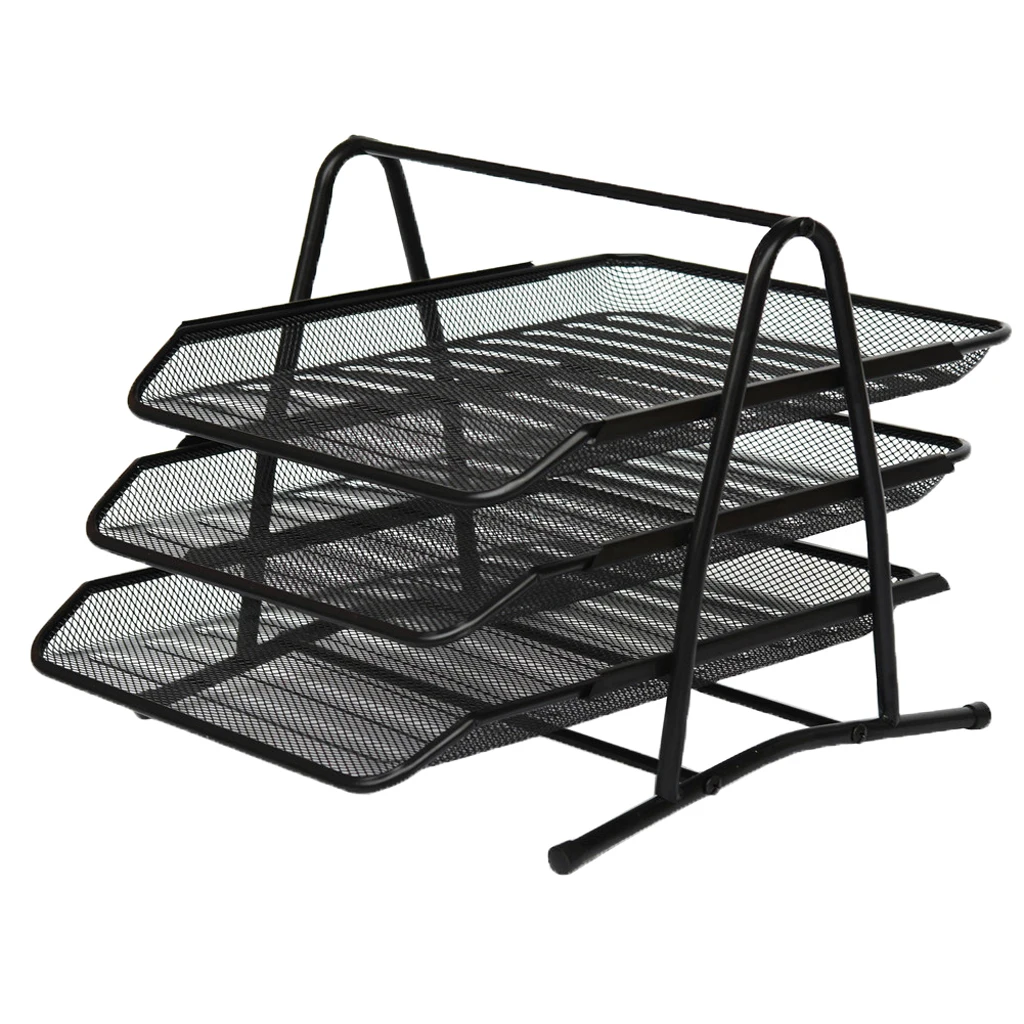

3 Tier Mesh Document Letter Tray, Desk File Organizer For Home Office, 9''Height