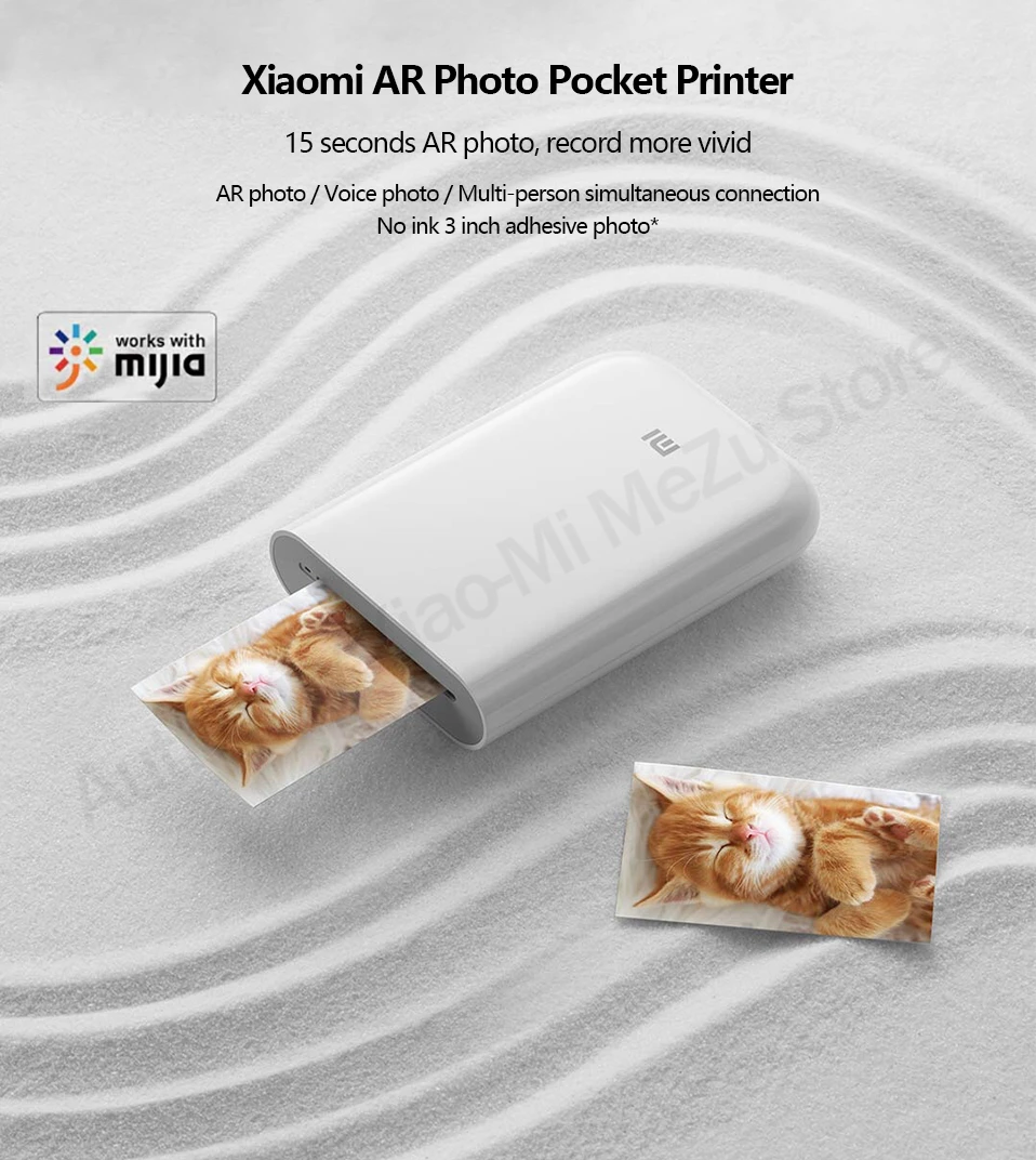 Xiaomi mi AR принтер 300 точек/дюйм портативный фото mi ni DIY поделиться Bluetooth AR Видео Печать 500 мАч Карманный принтер с mi jia app