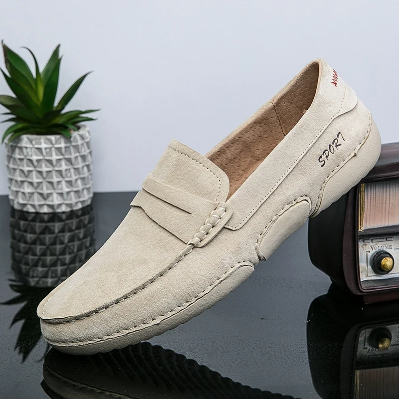 

Man Fashion Head Layer Pigskin Casual Shoes Hombre Breathable Leather Loafers Moccasins Male Slip-on Leisure Comfy Driving Shoes