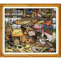 sweet dream cat european style family decor counted print on canvas cross stitch kit patterns sale embroidery needlework set