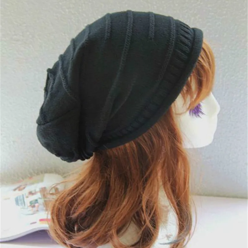 Вязаные шапки для мужчин и женщин мешковатая Шапка-бини в стиле унисекс Теплая