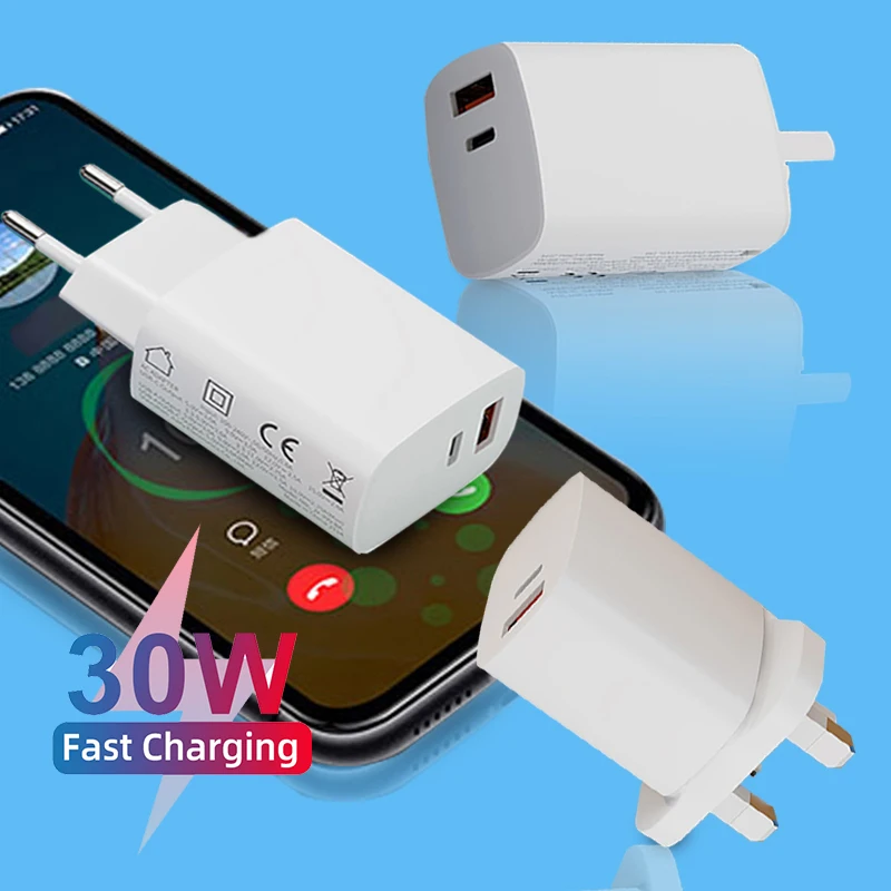 

30W Wall Quick Charger PD 4.0 Smart Phone Charging Adapter QC 3.0 USB C Type-C Charge For iPhone 12 Pro Max Xiaomi 11 Huawei P40