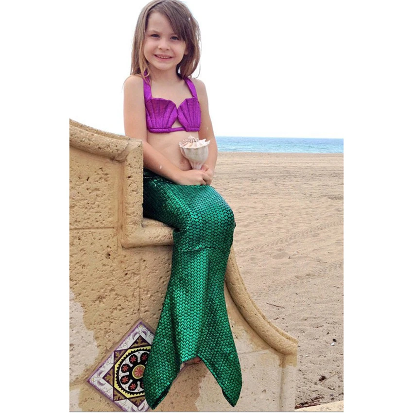 Маскарадные костюмы Русалочки для девочек блестящий купальник детей одежда