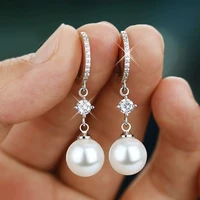 genuine 925 sterling silver pearl drop earring for women aros mujer oreja pearl gemstone silver 925 jewelry earrings orecchini