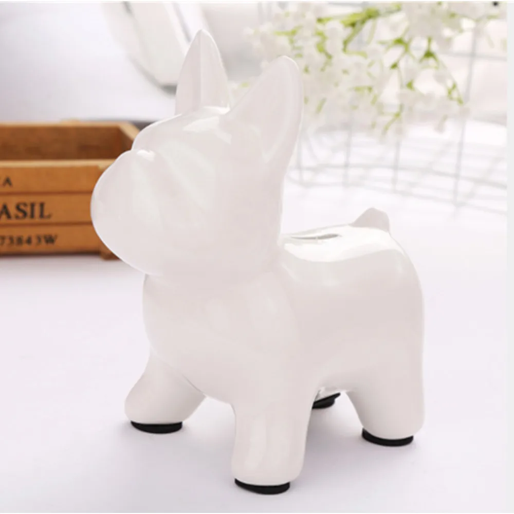 

Ceramic Bulldog Piggy Bank Cute Kids Money Box For Kids Golden Dog Coin Money Saving Box Cash Smart Alcancias Creativas Home