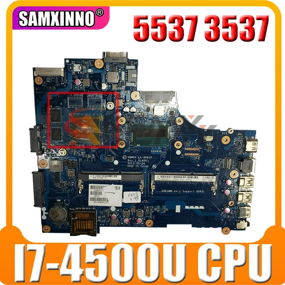 

Original laptop Motherboard For DELL Inspiron 5537 3537 I7-4500U Mainboard CN-001RFH 001RFH LA-9981P SR16Z 216-0841027 DDR3