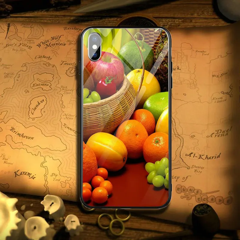 Tempered Glass Mobile Phone Cases for iPhone 5 5S SE 8 7 6 6S Plus X XR XS Max Cover Shell Lovely Summer Fruits Lemon Watermelon | Мобильные