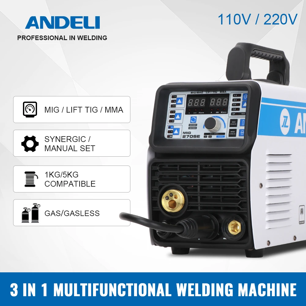 ANDELI MIG 270SE Портативный интеллигентая (ый) сварщик 110V/220V МиГ сварочный аппарат для