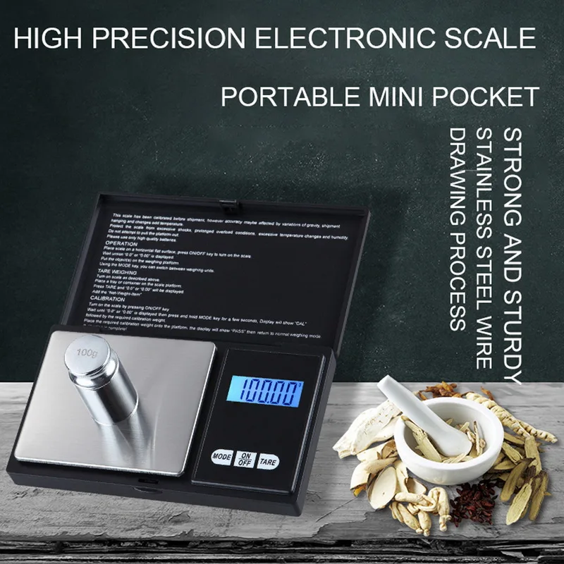 

1Pcs Digital Scale 100/200/300/500/1000g 0.01/0.1g Precise LCD Display Pocket Scale Gram Weight for Kitchen Jewelry Drug