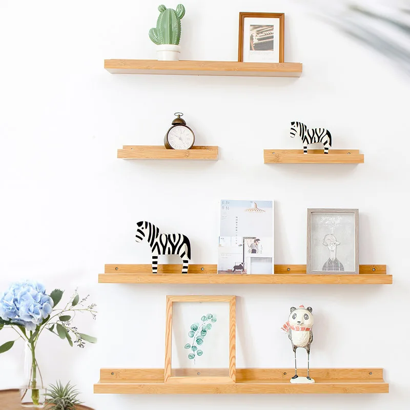 

Nordic Style BambooWood U-shaped Storage Rack Hanging Wall Decor Shelf Storage Rack Wall Book Figurines Display Crafts Shelves