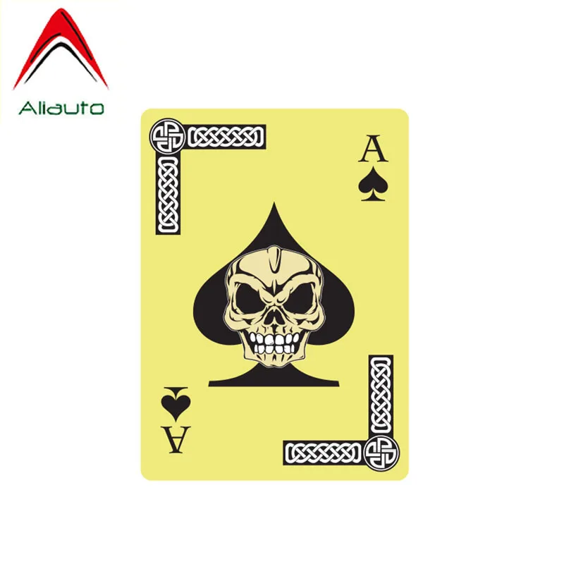 Aliauto модная наклейка на автомобиль Забавный покер череп украшение ПВХ покрытие